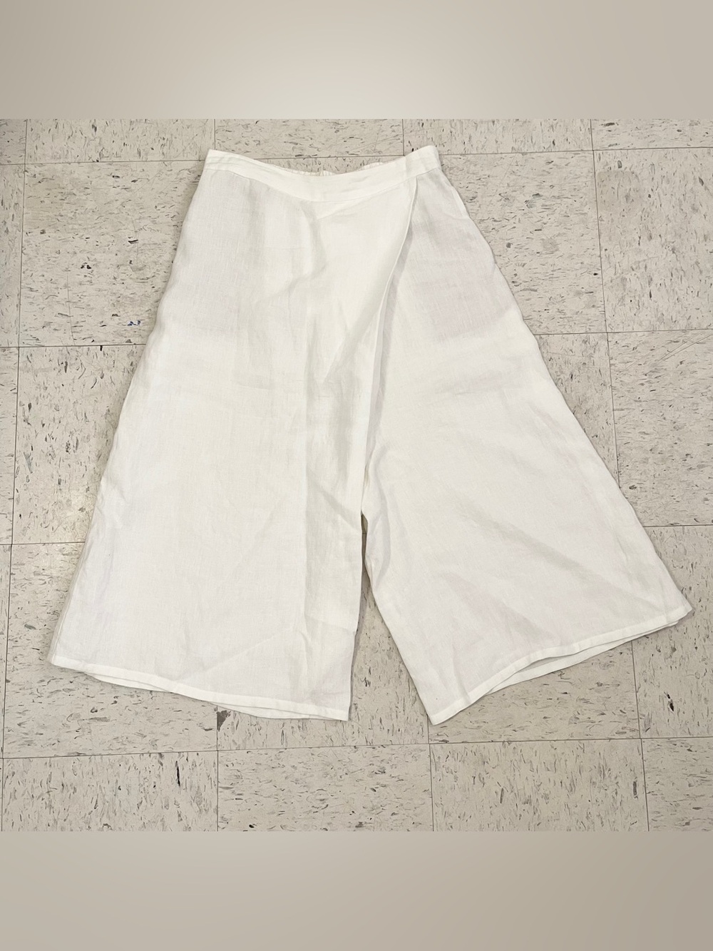 VIVID 100% Linen  Wide Leg Cropped Pant Relaxed Lagenlook